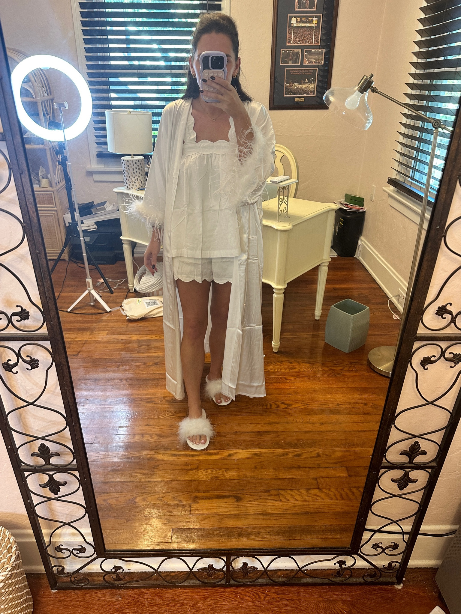 Here is my bridal pajamas set for getting ready the morning of my wedding!

Pajamas are a size small if larger chested and between sizes, size up (I could have worn a medium in the top) 

#LTKWedding