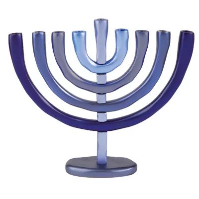 Anodized Menorah The Holiday Aisle® Size: 10" H x 11" W x 3" D, Color: Blue | Wayfair North America