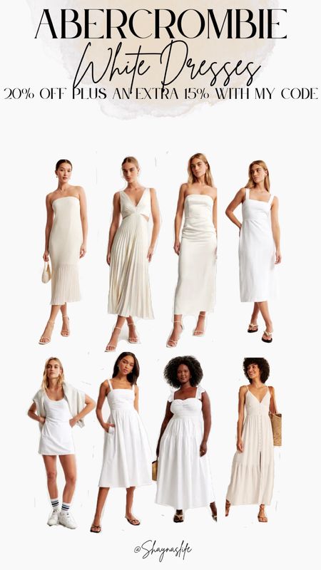 Abercrombie dress sale going on the 9th - 12th use my code DRESSFEST to save an additional 15% off the the 20% they are already having. 

Need a white dress I have some for special occasions , vacations or just weekend dresses linked here 😀🤍 

I wear a L in there dresses majority of the time. 



#LTKunder100 #LTKsalealert #LTKFind