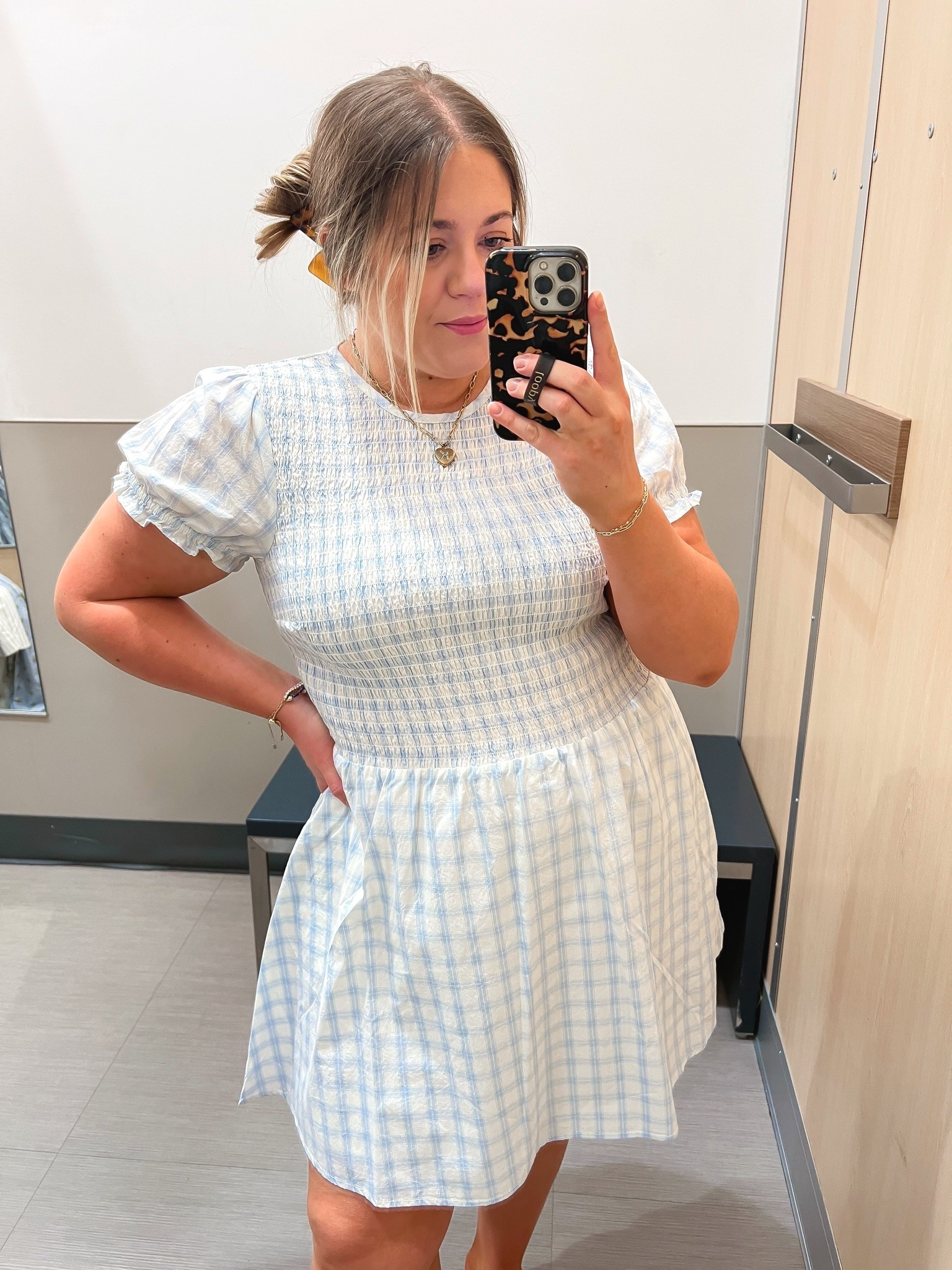 This blue plaid dress is giving sweet, easy summer style 🤍 I love the smocked bodice, the little puff sleeves, and how flattering and comfortable it is for everyday wear. Such a cute Target find to throw on with sandals for errands, brunch, church, or any casual summer day.

Target dress, blue plaid dress, smocked dress, puff sleeve dress, summer dress, casual summer outfit, Target summer outfit, affordable dress, midsize dress, flattering summer dress, easy everyday outfit, brunch outfit, church dress, feminine dress, cute Target find, spring to summer outfit, casual dress with sandals.