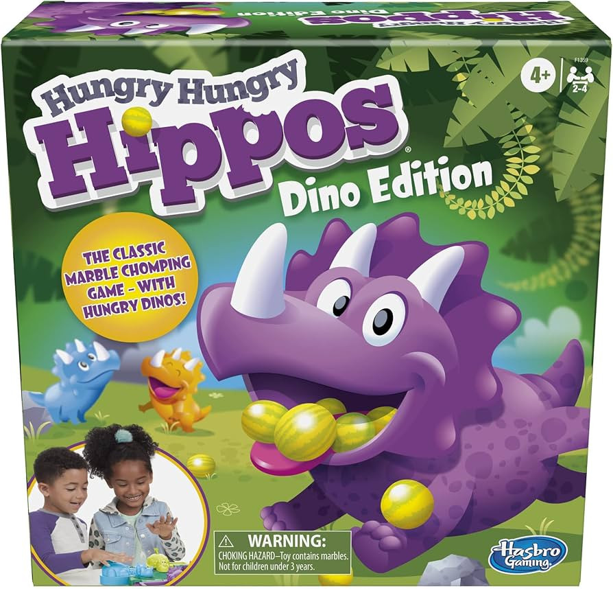 Hasbro Gaming Hungry Hungry Hippos Dino Edition Board Game, Pre-School Game for Ages 4 and Up; fo... | Amazon (US)