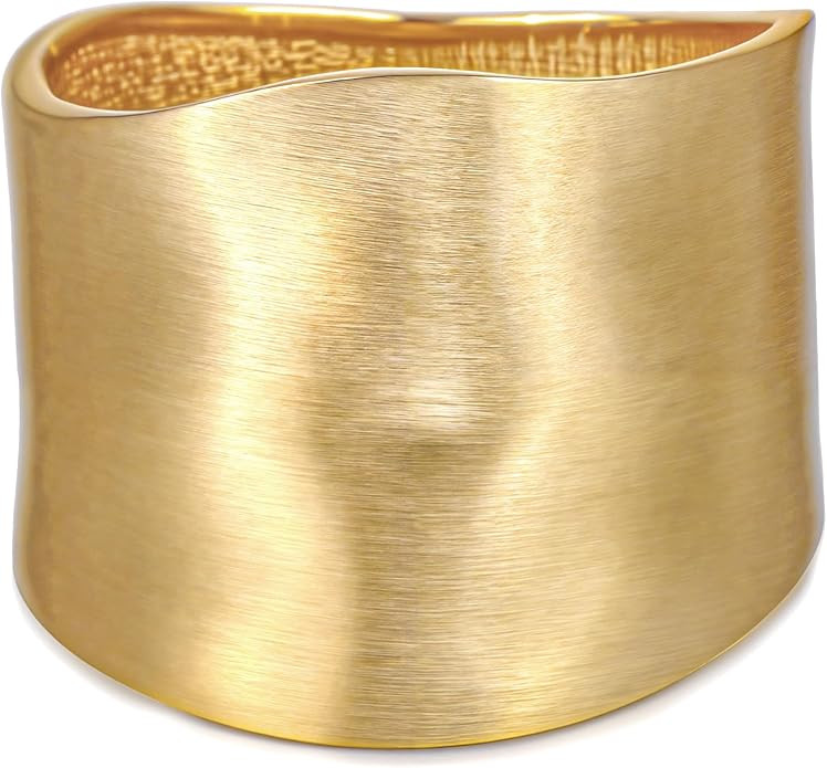 Bangle Bracelets for Women | 14K Gold Plated Trendy Wide Bracelets | Hinged Arm Cuff Bangles Chun... | Amazon (US)