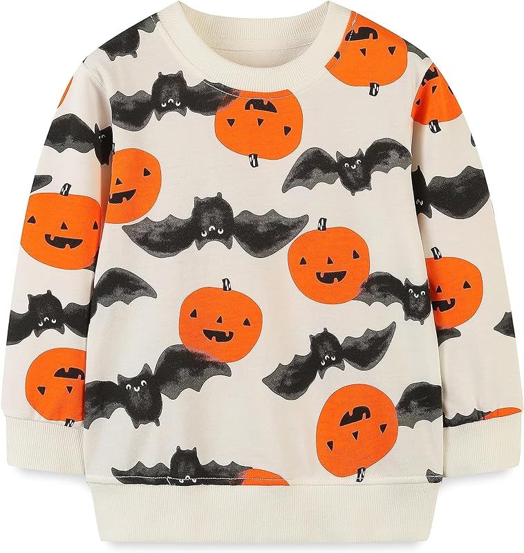 HILEELANG Toddler Boy Sweatshirts Crewneck Long Sleeve Pullover Cotton Graphic Top Sweater Shirts | Amazon (US)
