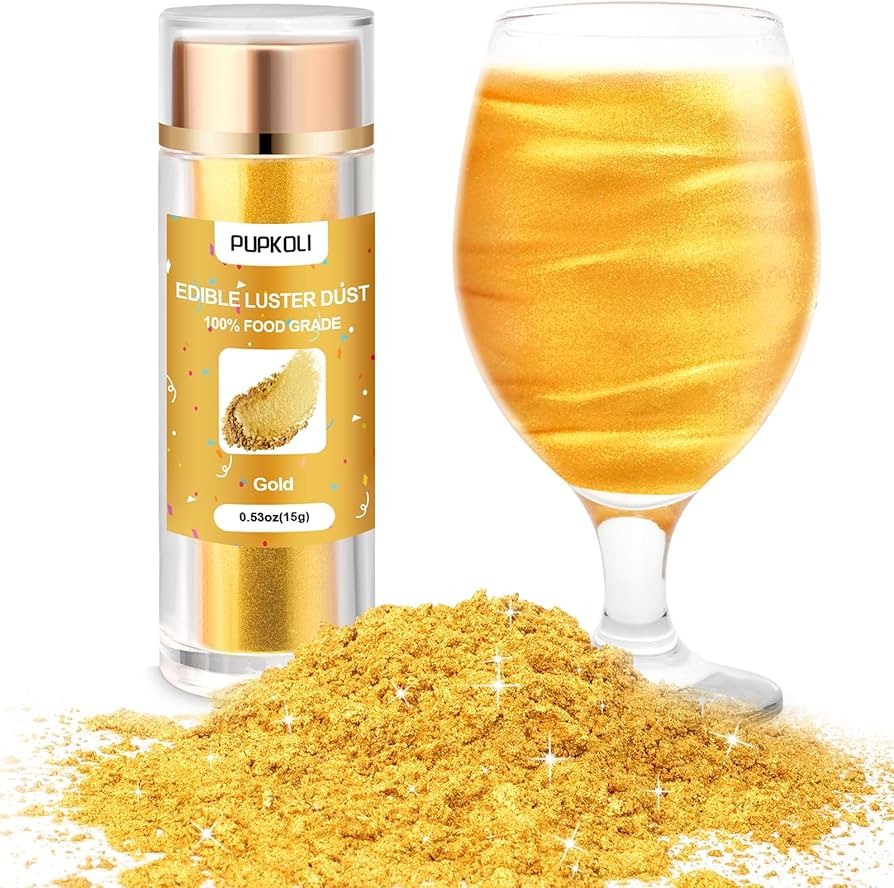 Gold Edible Glitter for Cocktails, 15g Food-Grade Gold Drink Glitter Gold Luster Dust Edible, Gol... | Amazon (US)