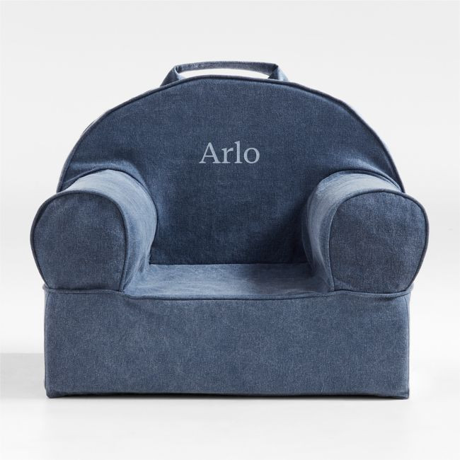 Small Deep Indigo Organic Cotton Kids Lounge Nod Chair Cover | Crate & Barrel