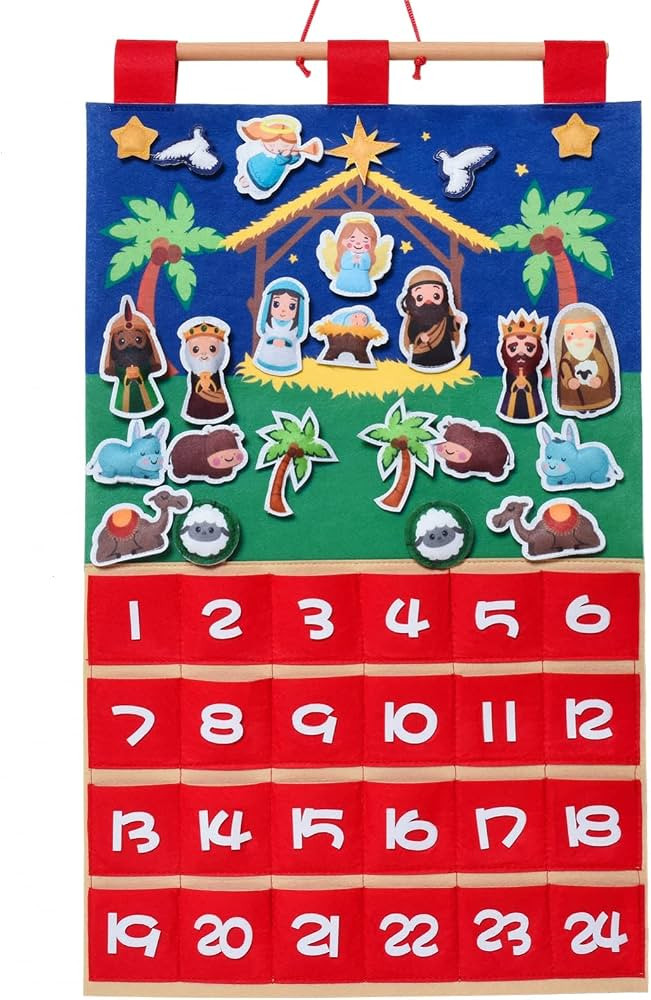 Timoo Nativity Advent Calendar 2024 Fabric Christmas Countdown Calendar for Kids Wall Christmas A... | Amazon (US)