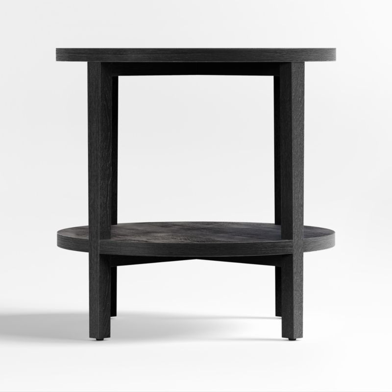 Clairemont Ebonized Wood Round End Table with Shelf + Reviews | Crate & Barrel | Crate & Barrel