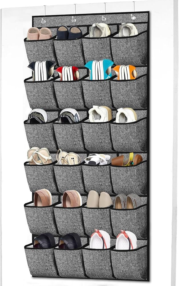 homyfort Over the Door Shoe Organizer, Hanging Shoe Rack Storage Holder with 24 Large Pockets for... | Amazon (US)
