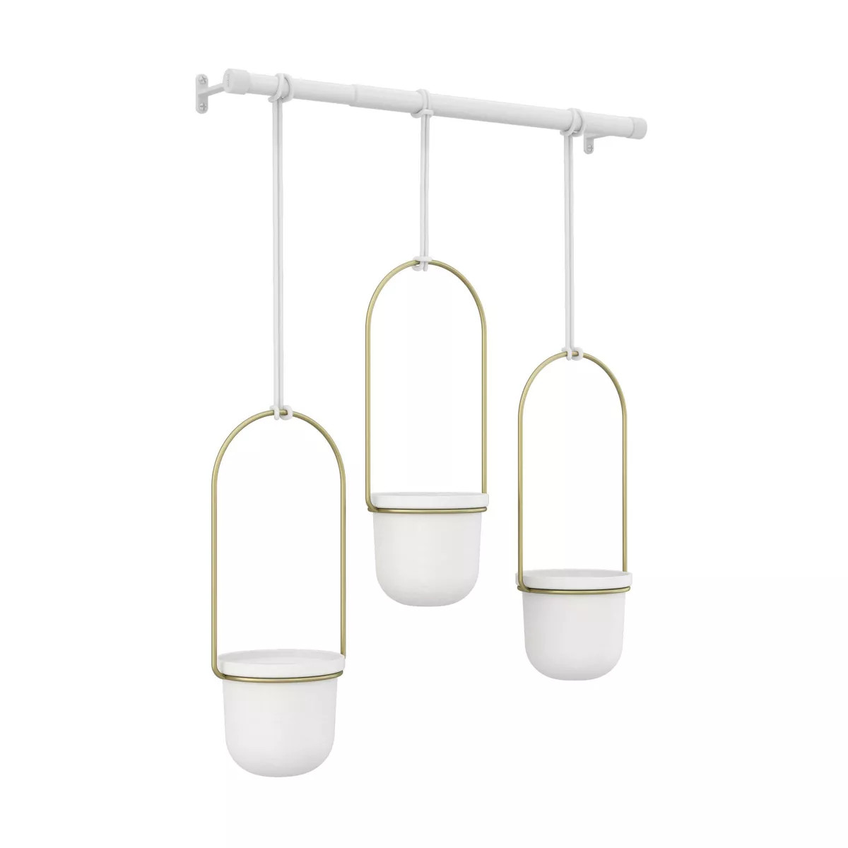 Triflora Hanging Planter White/Brass - Umbra | Target