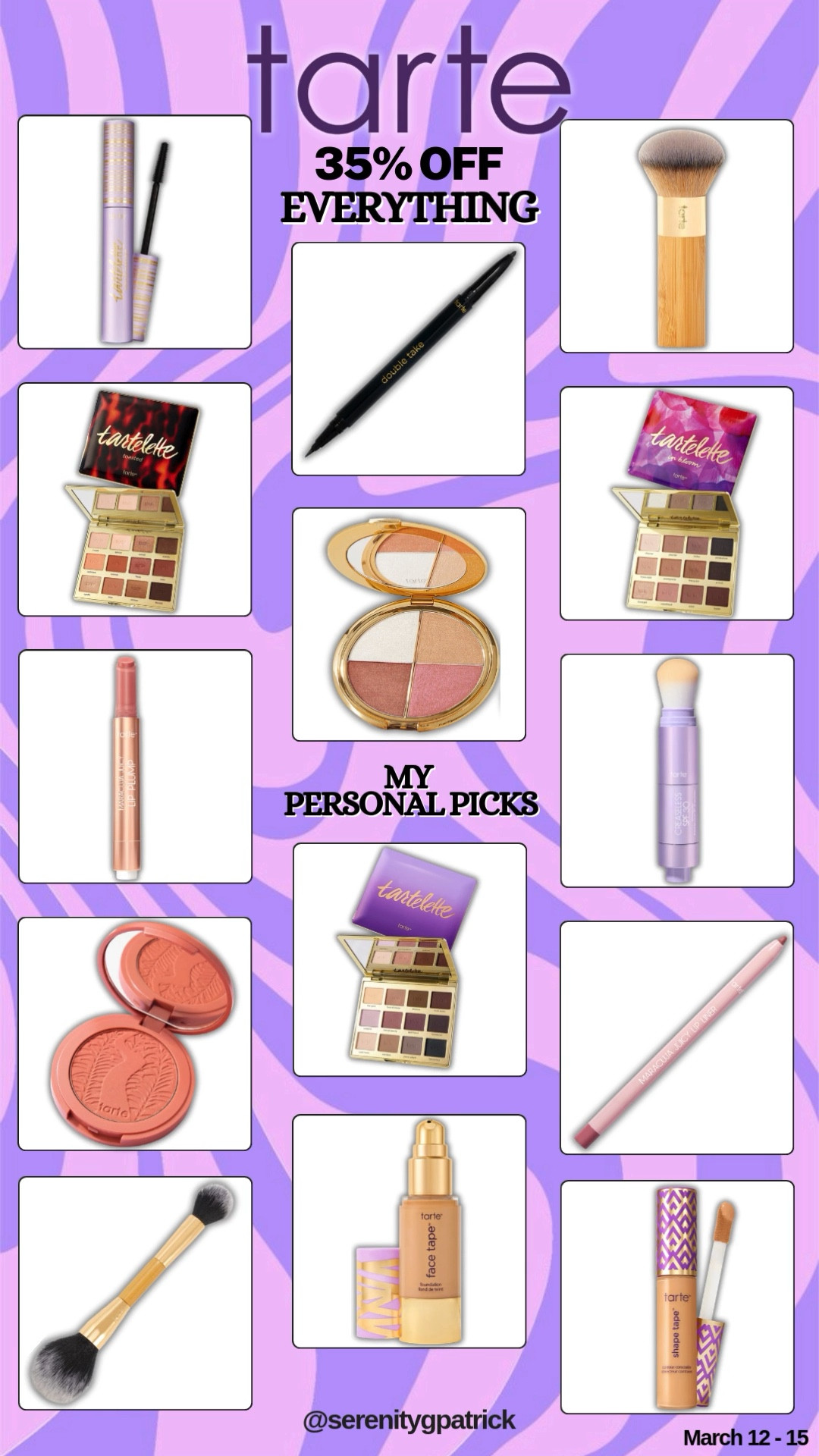 
✨LTK IN APP SALES ARE HERE✨
Tarte Makeup has joined the sale offering 35% off using the in unique in app code (find it below). I gathered some of my favorite tarte products or more specifically, my mom’s who love this brand for you to shop. She swears by the bamboo makeup brush, the lipsticks, mascara, concealer and eyeshadow pallets. Shop now before items sale out. Sale runs from March 12- March 15! 

#LTKselfcare #LTKSpringSale #LTKSeasonal