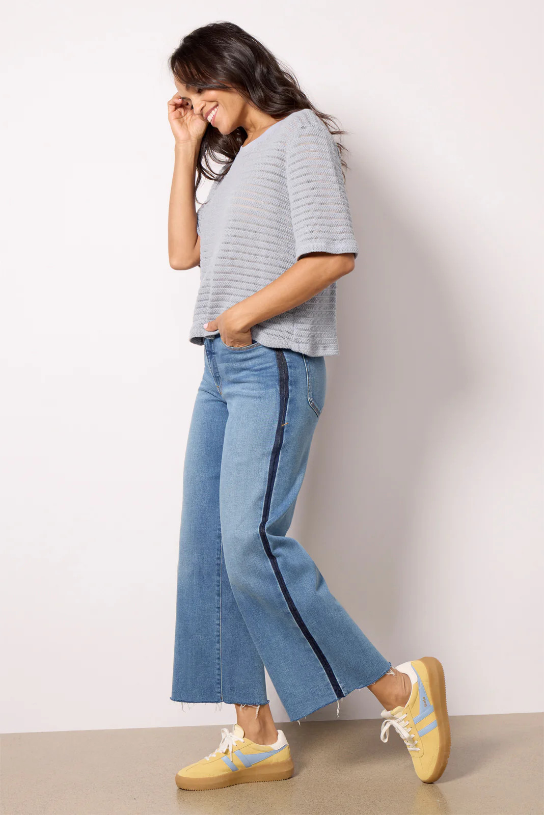 Good Waist Palazzo Crop Tux Stripe | Evereve