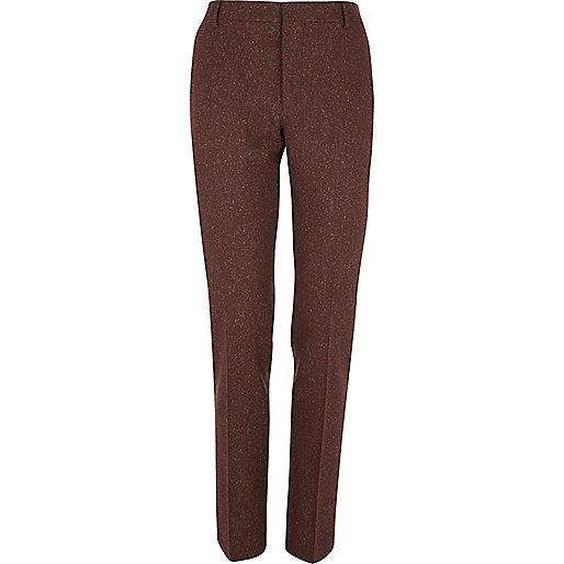 Dark red wool-blend skinny suit trousers | River Island (UK & IE)