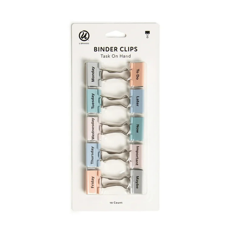 U Brands Task on Hand Binder Clips, 32mm, Assorted, 10 Piece Count | Walmart (US)