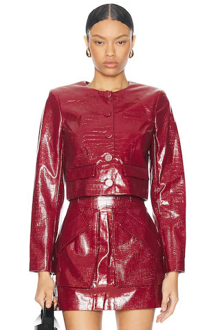 AKNVAS for FWRD Cropped Barnett Jacket in Burgundy | FWRD 
