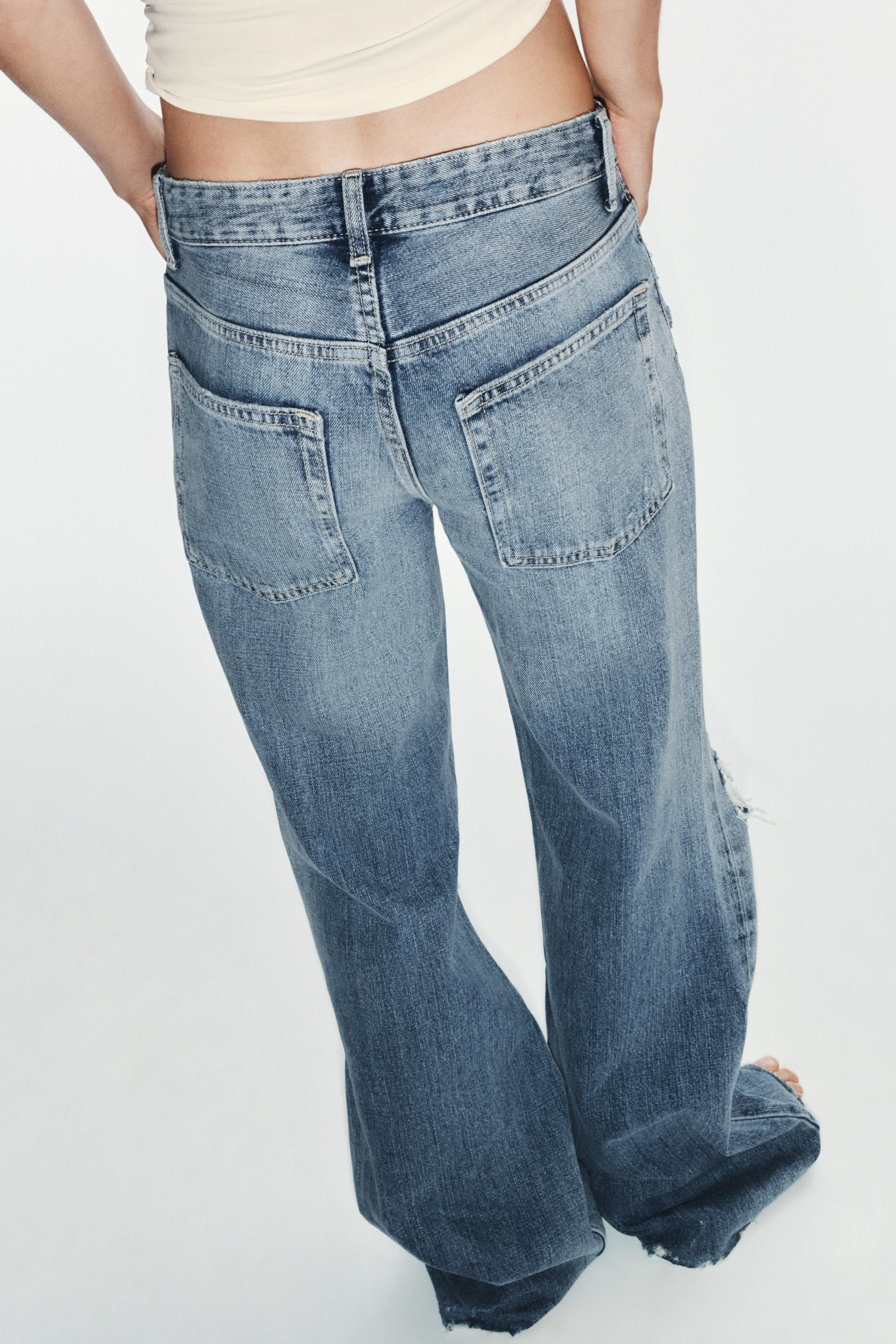 MID-RISE - FULL LENGTH. Mid-rise, five-pocket jeans. Feature washed fabric and distressed detaili... | Zara US