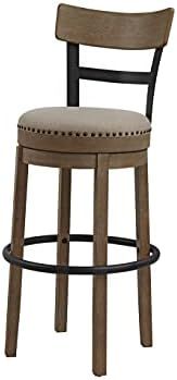Ball & Cast Swivel Pub Height Barstool 30 Inch Seat Height Taupe fabric with nailhead trim Set of... | Amazon (US)