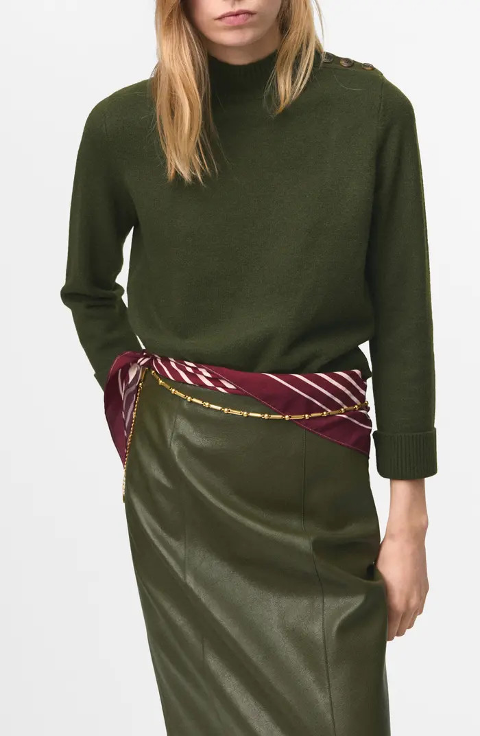 MANGO Shoulder Button Mock Neck Sweater | Nordstrom | Nordstrom