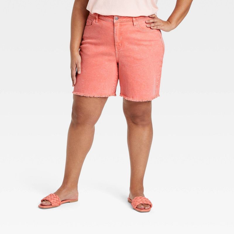 Women's Plus Size High-Rise Bermuda Jean Shorts - Ava & Viv™ | Target