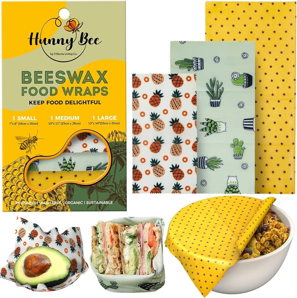 Trifecta Living Co. Versatile Beeswax Wraps (Set of 3) – Fresh Food Keeper, Durable & Easily Cl... | Amazon (US)