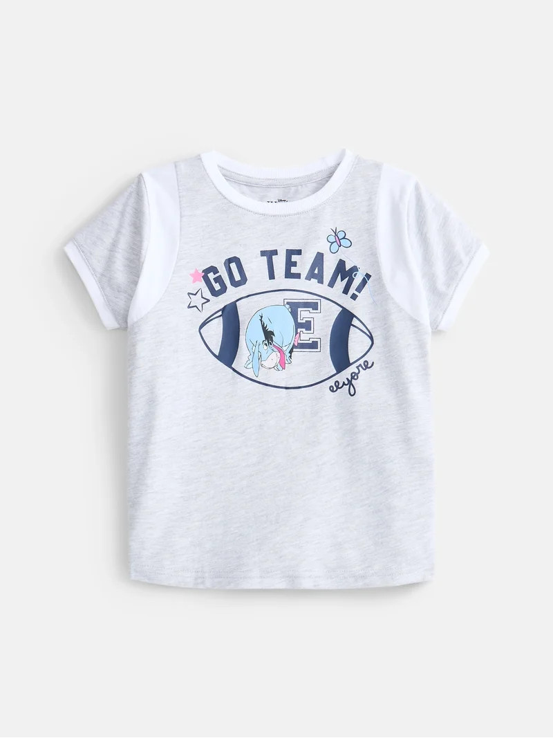 Winnie the Pooh Eeyore Girls Graphic Game Day Tee with Short Sleeves, Sizes 4-16 | Walmart (US)