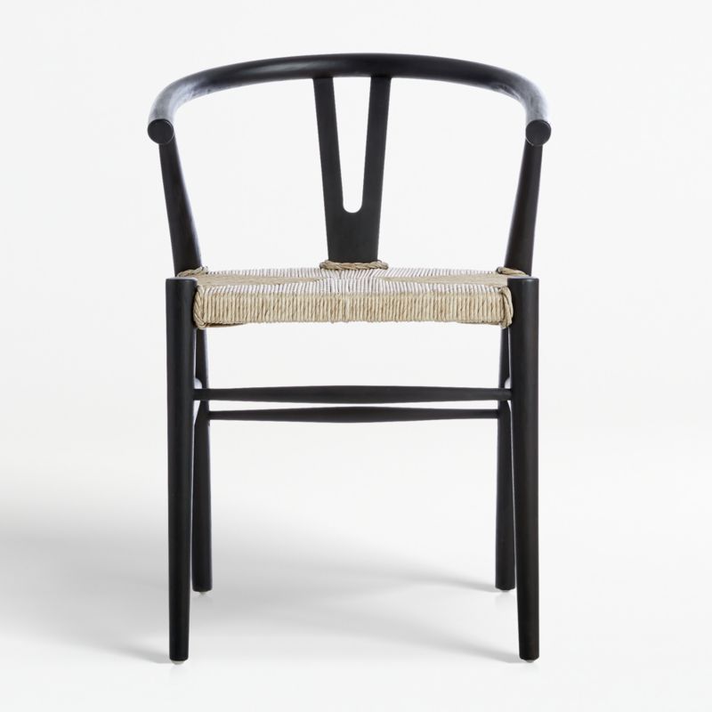 Crescent Black Rush Seat Dining Chair, Set of 4 + Reviews | Crate & Barrel | Crate & Barrel