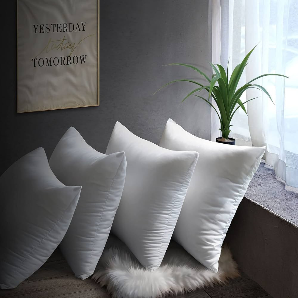 MENGT Throw Pillow Inserts 22” x 22 Set of 4 Ultra-Soft Hypoallergenic Square Couch Pillows wit... | Amazon (US)