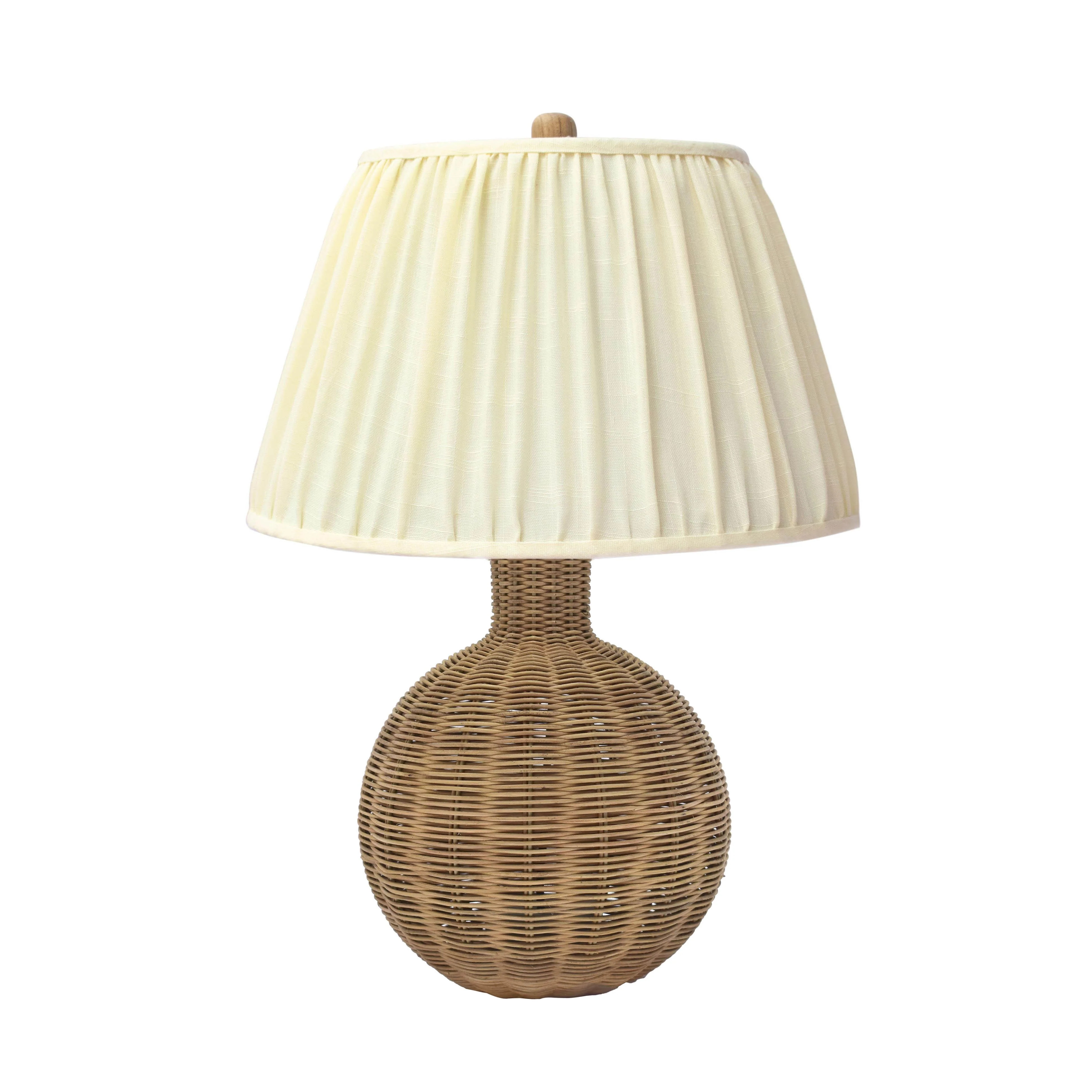 Pallora Cream & Natural Rattan Table Lamp | TOV Furniture