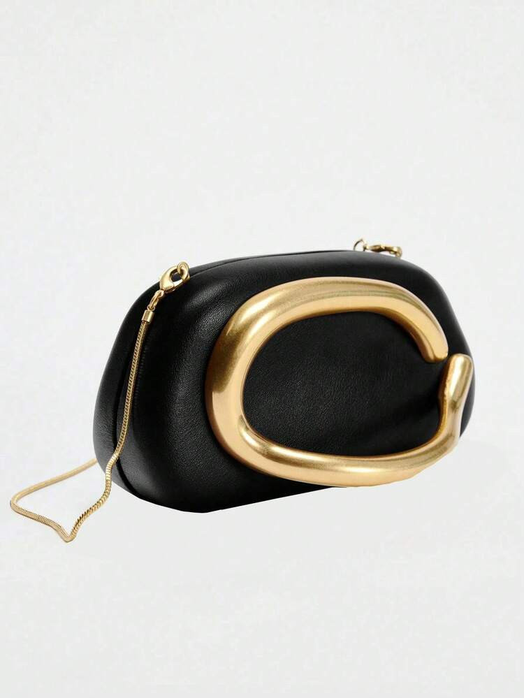 Black PU Leather Clutch - Ideal For Valentine's Day, Comfortable And Fashionable, Fashion Handbag, Personalized Gift Option, Accessory 2025, Chic Style For All Occasions, Luxury Feel At Affordable Price | SHEIN