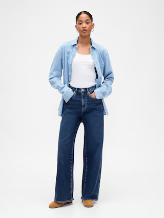 High Rise Wide-Leg Sweatpant Jeans | Gap Factory