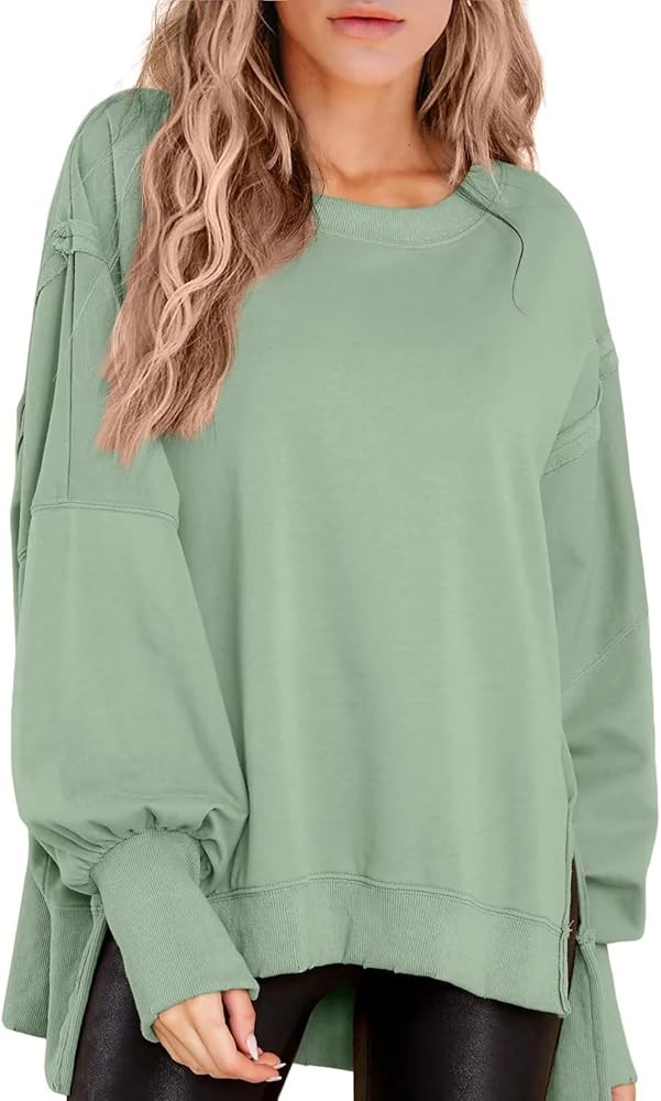 BWQ Women's Oversized Sweatshirt Crew Neck Long Sleeve Shirts Pullover Long Sleeve Tops | Amazon (US)