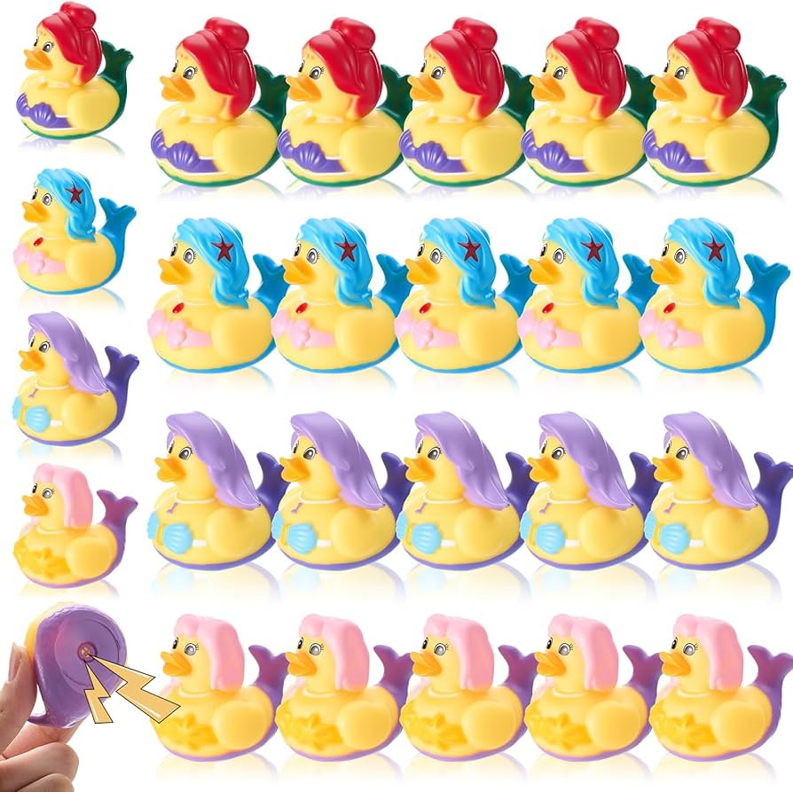 Lewtemi 24 Pcs Mermaid Rubber Cruise Ducks for Hiding Cruise Ship Bulk Mini Ducks Bath Little Cha... | Amazon (US)