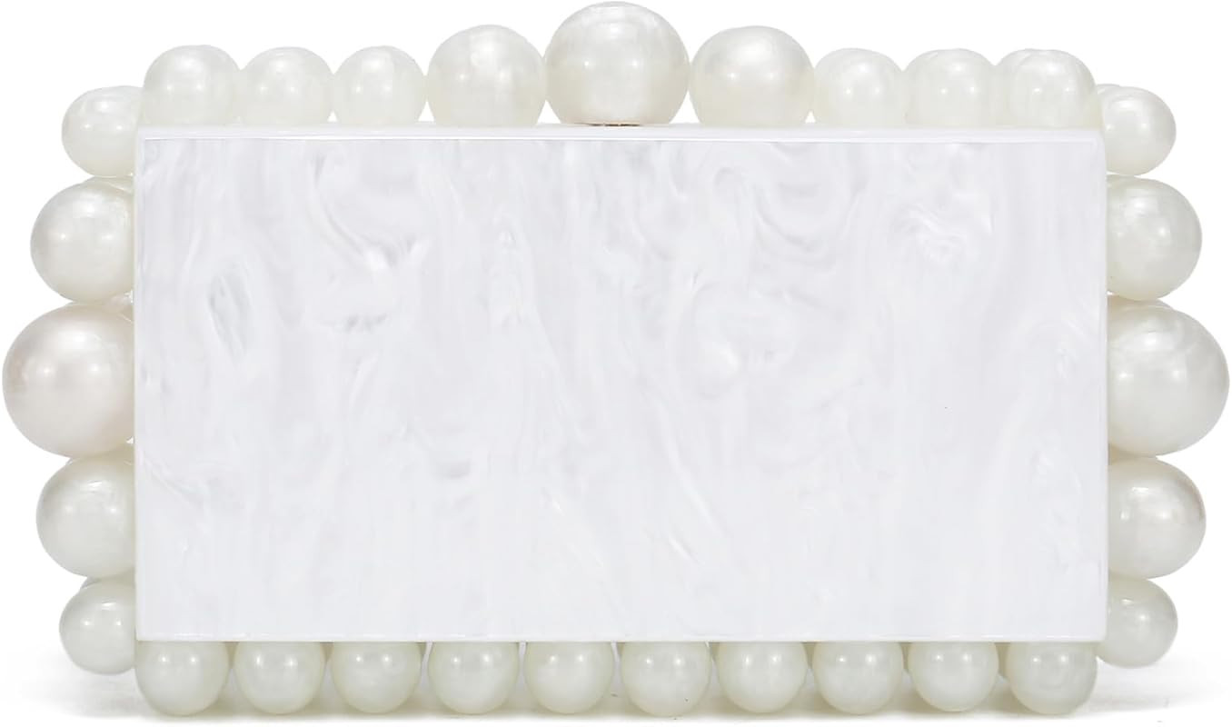 HIYOLALA Acrylic Evening Clutch Bag for Women Marble Handbag Pearl Clutch Purses for Formal Weddi... | Amazon (US)