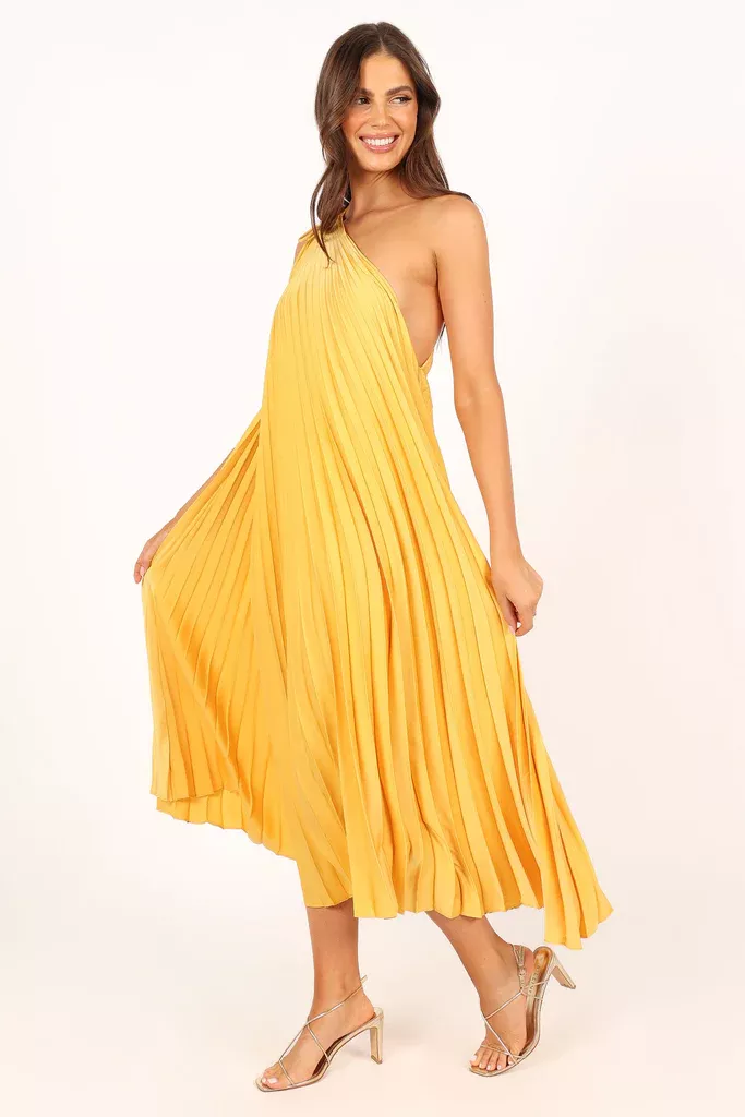 Bcbg abee outlet pleated maxi dress