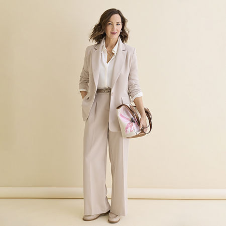 Liz Claiborne Womens Relaxed Fit Blazer, 18, Beige | JCPenney