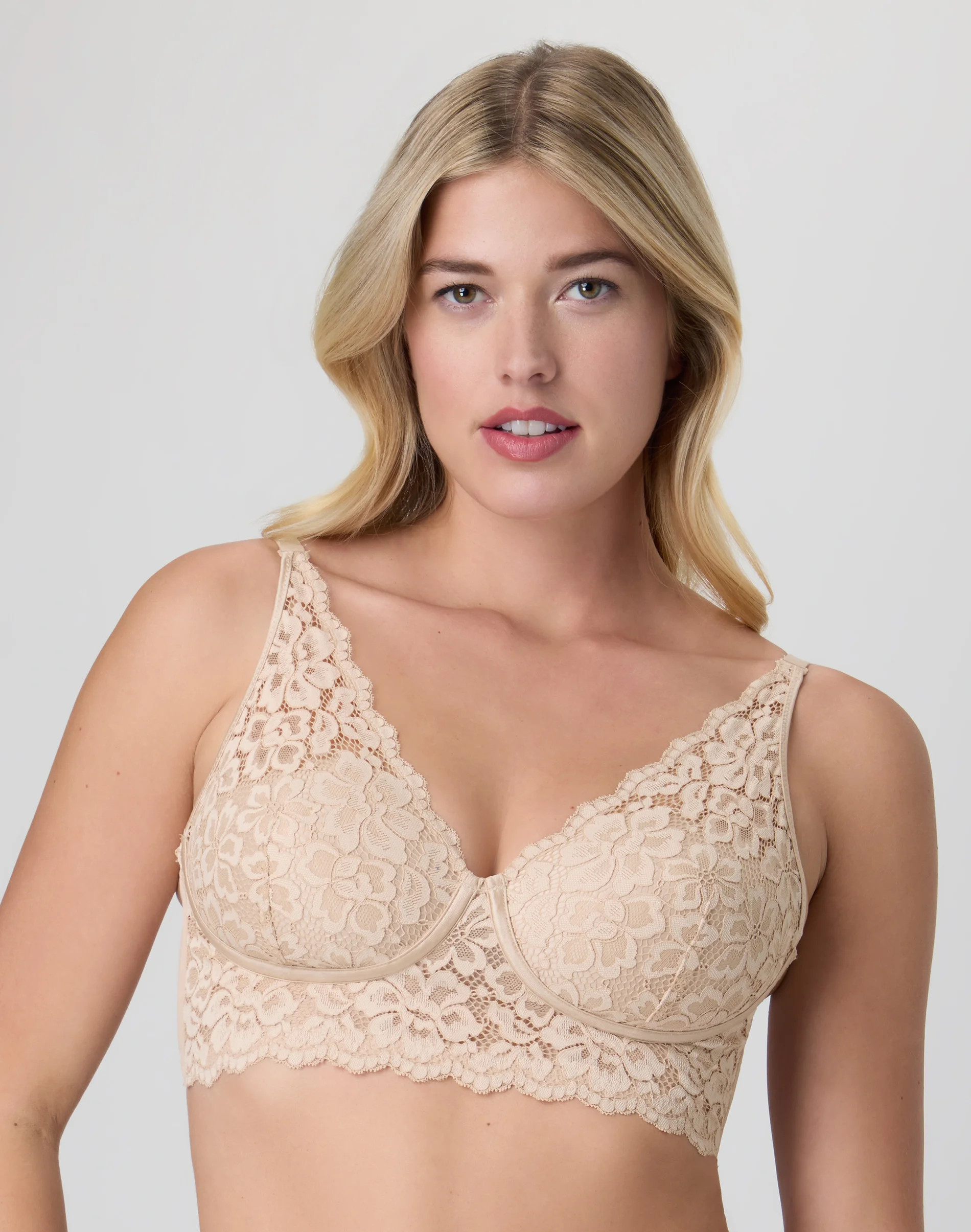 Maidenform Lightly Lined Convertible Lace Bralette Paris Nude 36A Women's | Maidenform
