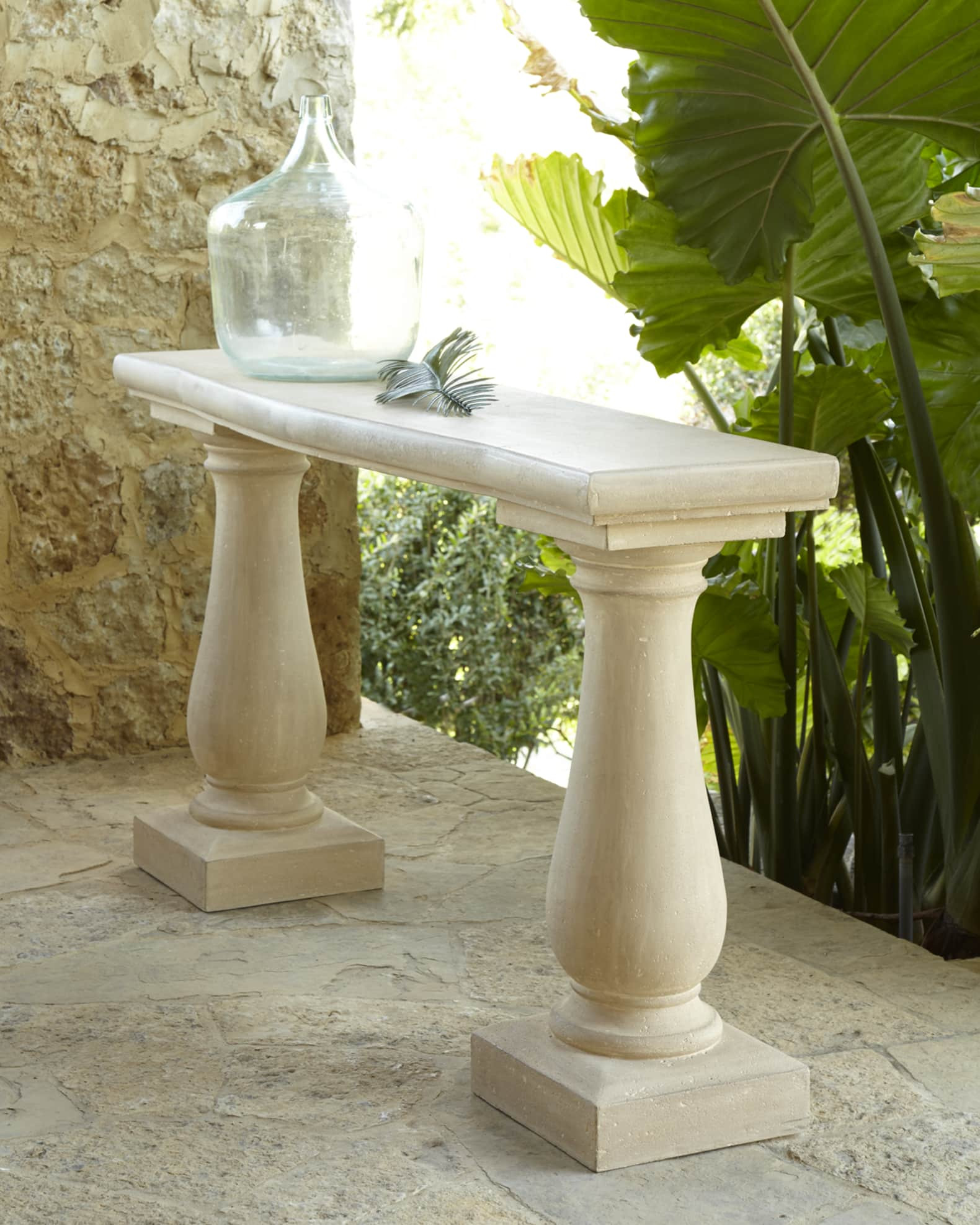 Double Pedestal Outdoor Console Table | Neiman Marcus