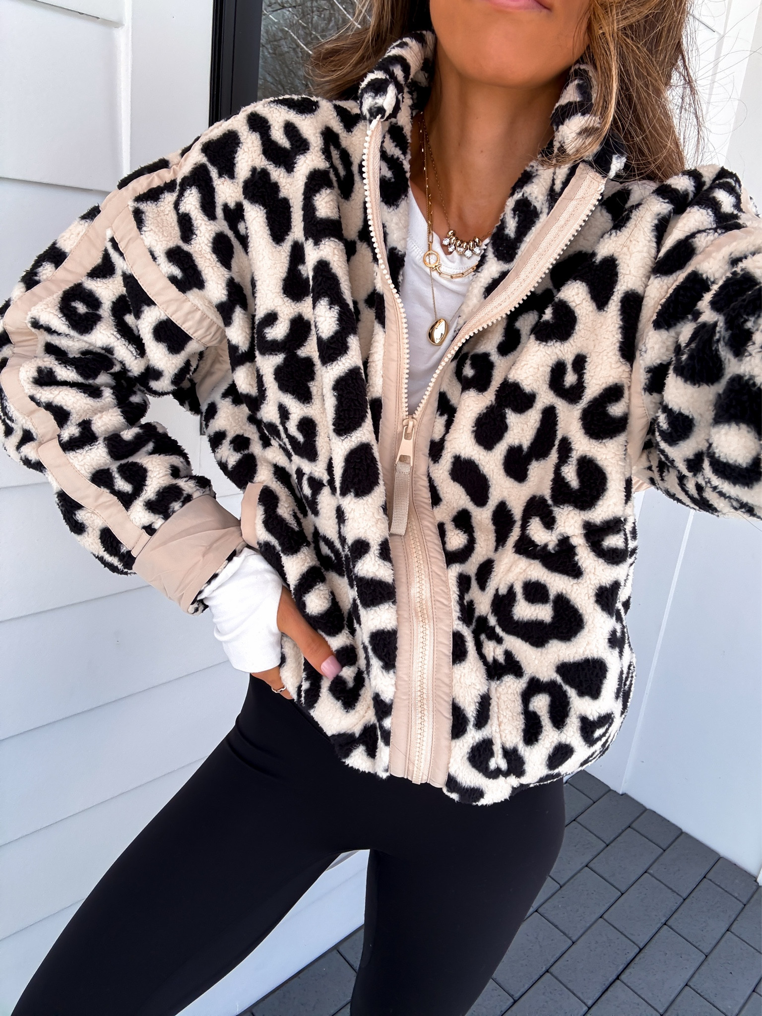 Wearing a small zip up fleece and xsmall leggings 

Leopard pullover 

#LTKgrwm #LTKSeasonal #LTKselfcare