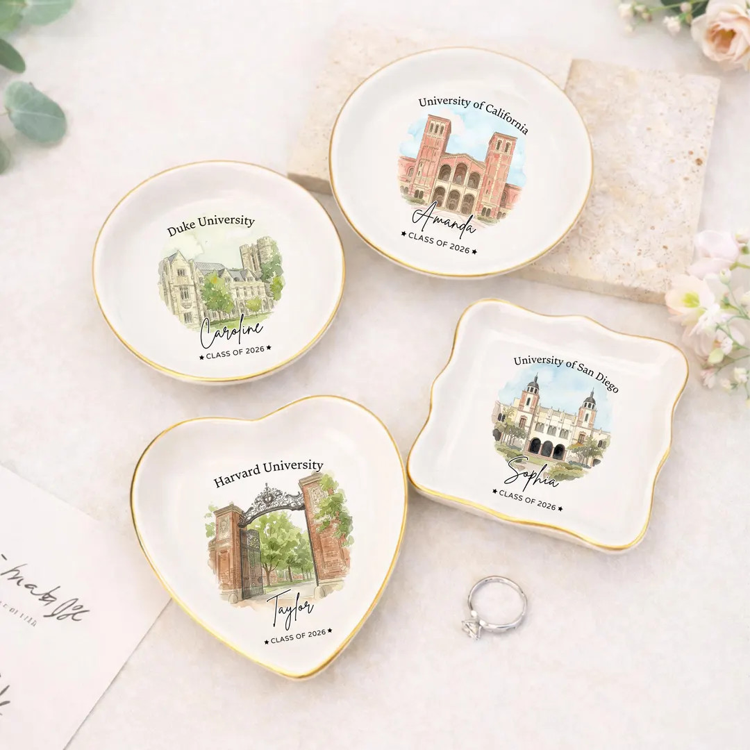 Custom University Ring Dish l Graduation Trinket Tray l Class of 2026 Gift | Etsy (US)