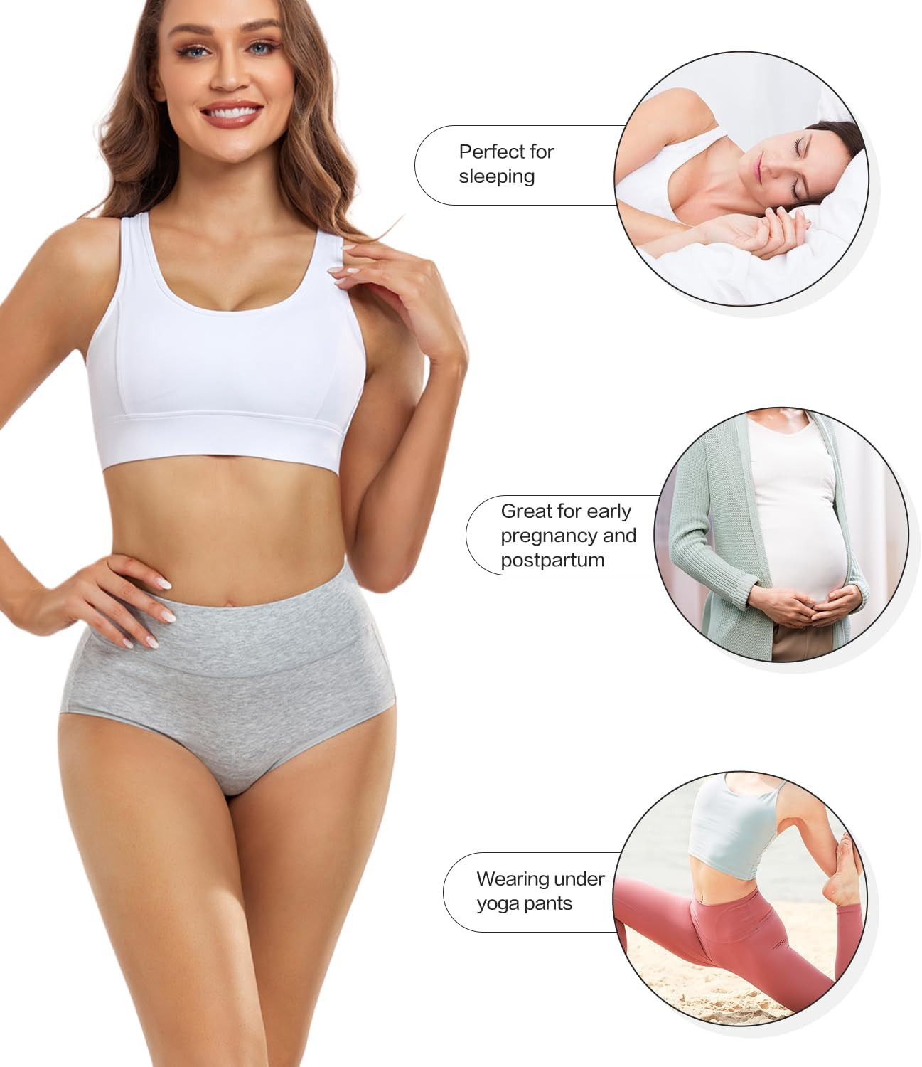 wirarpa Women's Cotton Underwear High Waisted Ladies Panties Full Coverage Briefs 4 Pack (Regular... | Amazon (US)