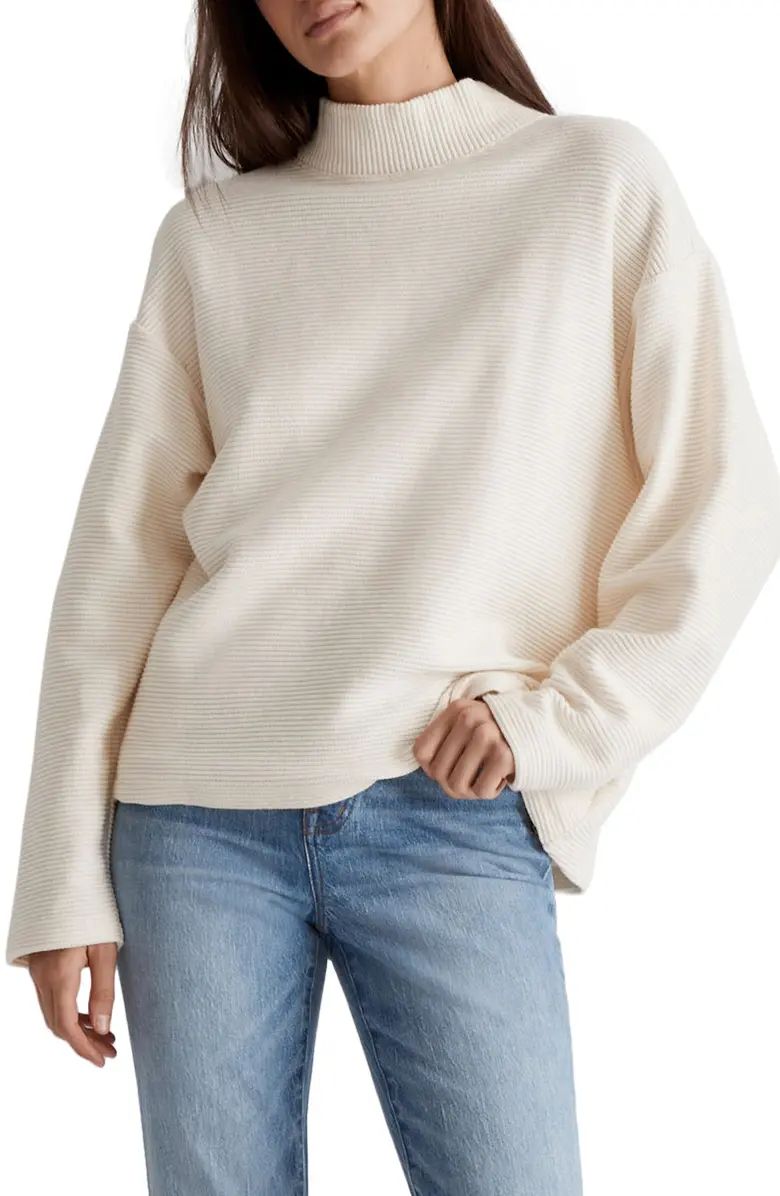 Mock Neck Drop Shoulder Cotton Sweater | Nordstrom