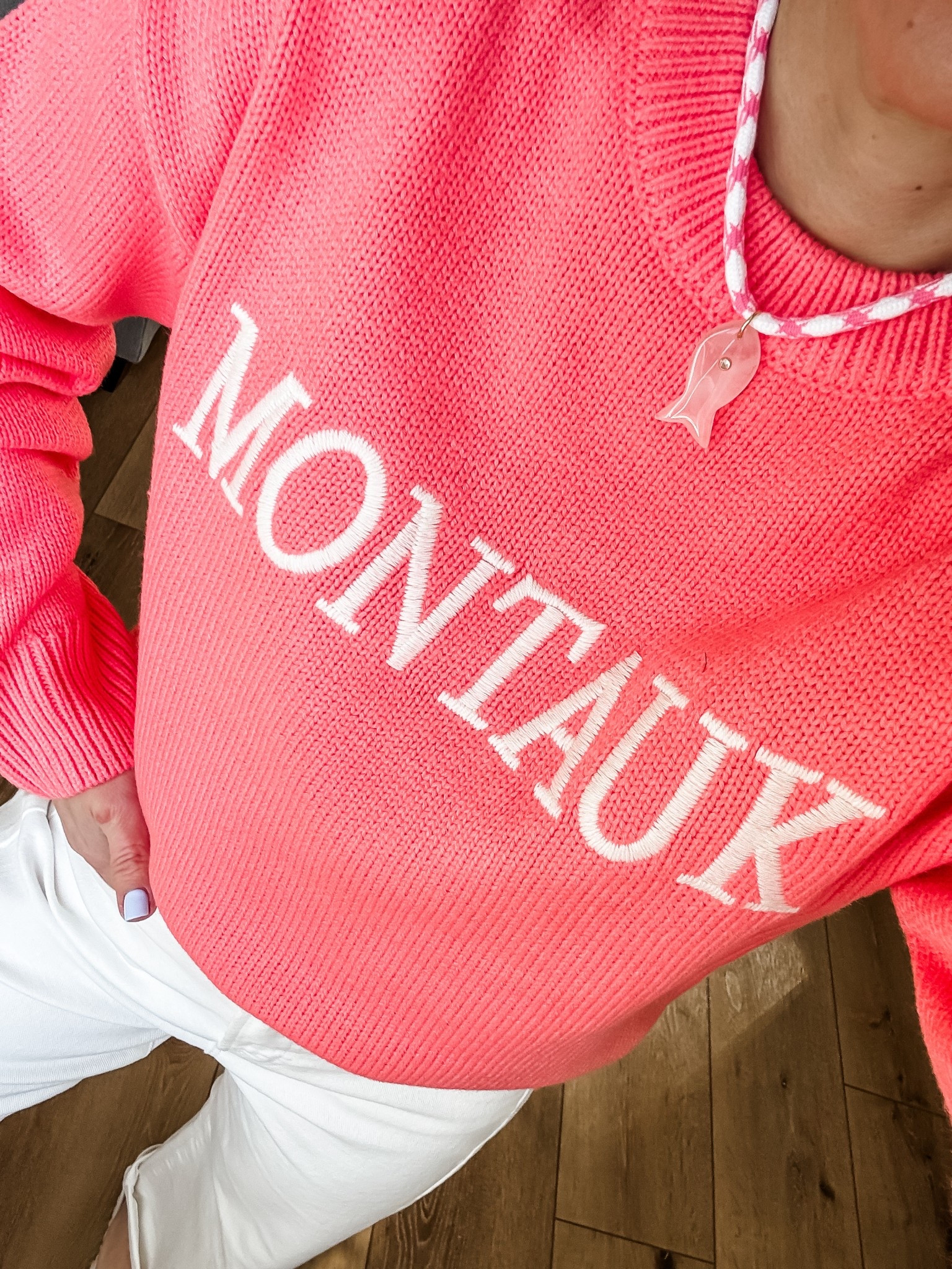 Small sweater. Fish necklace.

#LTKOver40