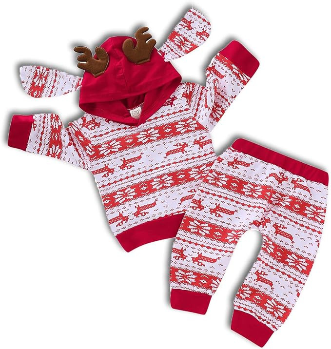 ZOELNIC Baby Girls Boys Outfit Hooded Pocket Tops + Plaid Pants Clothes Set | Amazon (US)