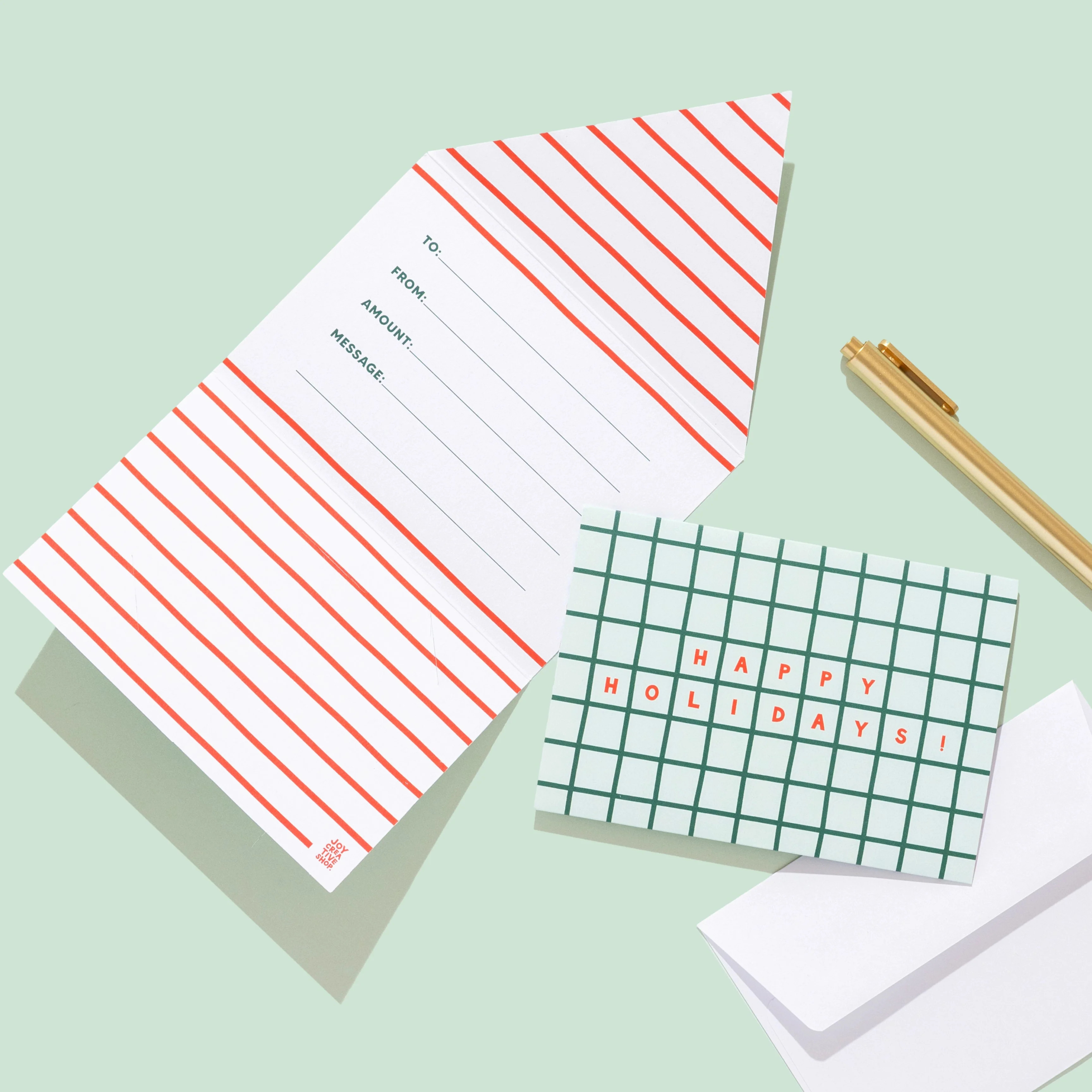 Holiday Gift Card Holder Set - Mint Grid | Joy Creative Shop