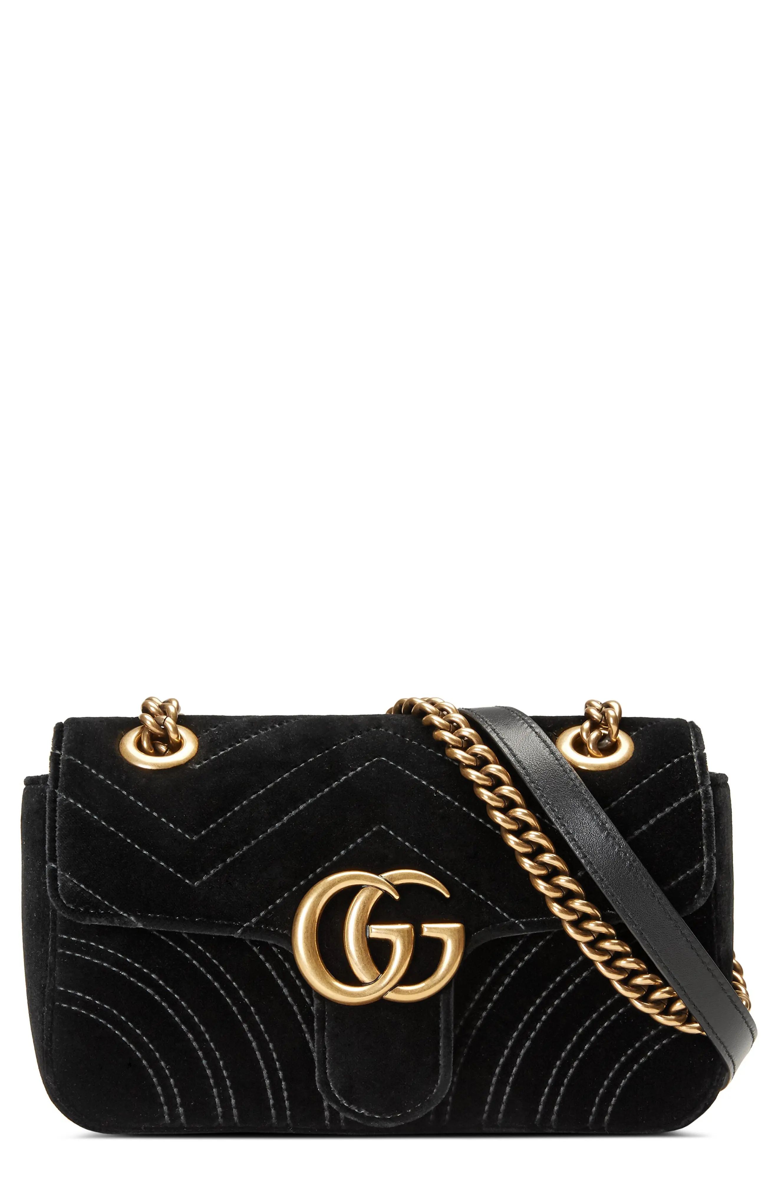 Gucci Small GG Marmont 2.0 Matelassé Velvet Shoulder Bag | Nordstrom