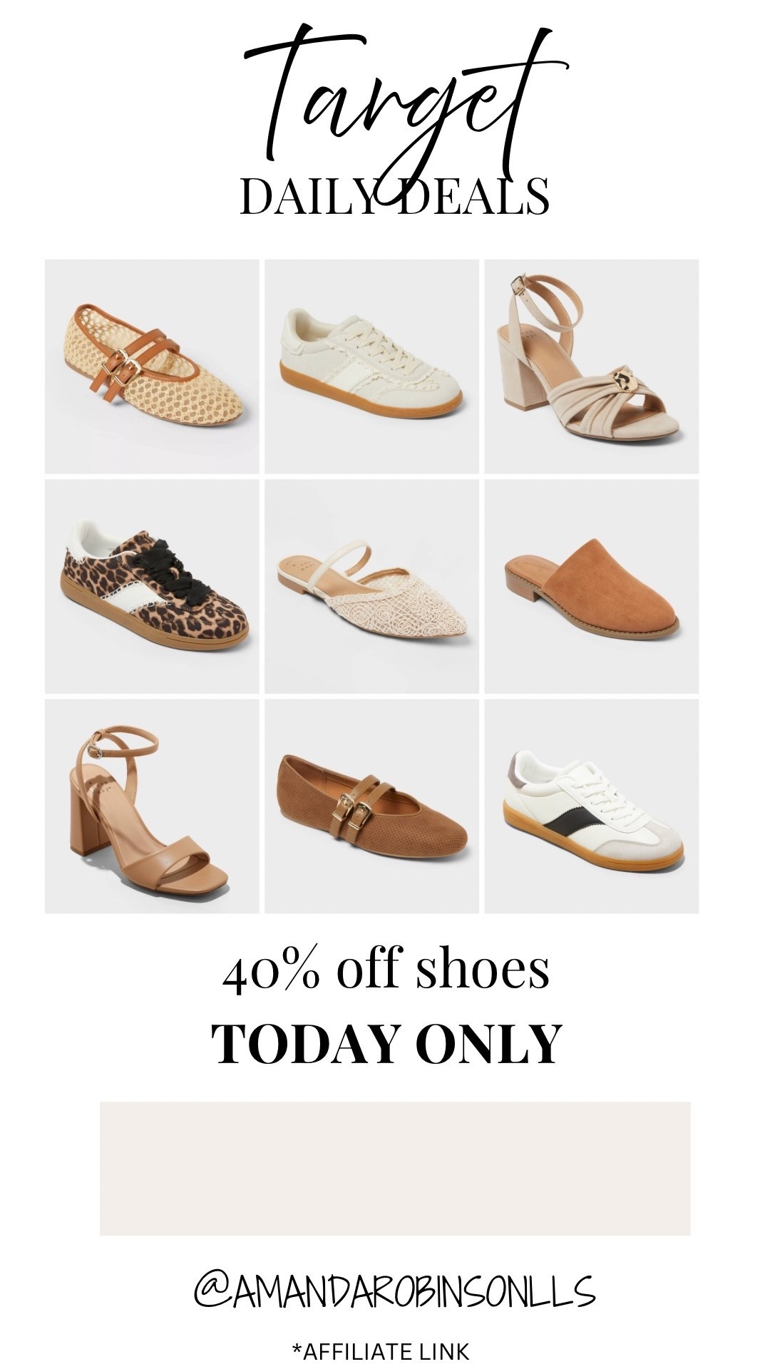 Target daily deals
40% off shoes 

#LTKSaleAlert