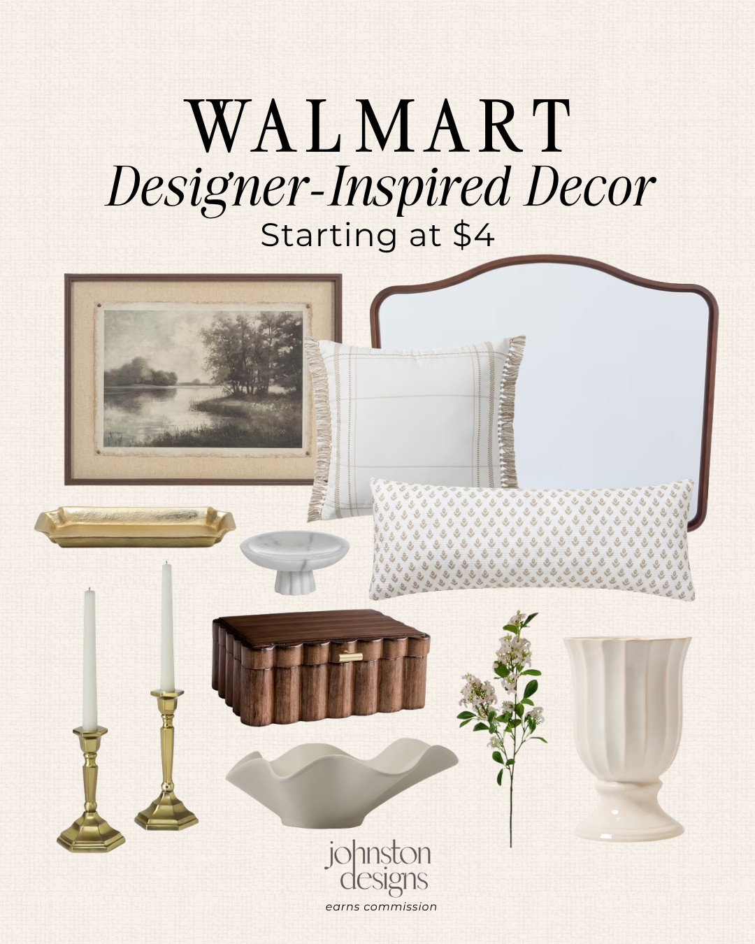 Walmart designer-inspired decor finds 🤎 Affordable home pieces look so high-end for less. Love the vintage art, scalloped mirror, patterned pillows, brass candlesticks, wood box, marble stand, wavy bowl and neutral vase for a collected home refresh.

Walmart home finds, walmart decor, designer inspired decor, affordable home decor, collected home, vintage inspired art, scalloped mirror, decorative pillows, brass candlesticks, wood decor box, marble pedestal, wavy bowl, neutral vase, classic home decor, walmart hidden gems 

 #LTKHome