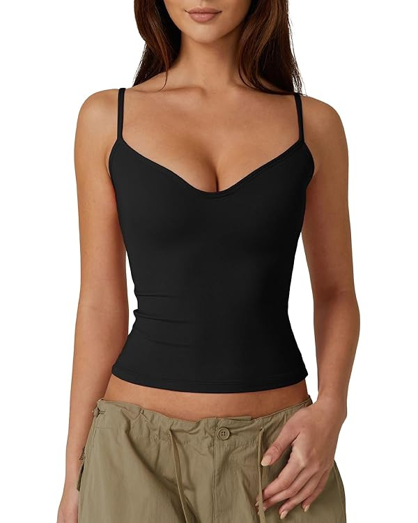 QINSEN Sexy Womens Sweetheart Neck Sleeveless Tank Spaghetti Strap Slim Fit Crop Tops | Amazon (US)