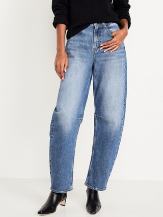 High-Waisted Barrel Full Length Jeans | Old Navy (CA)