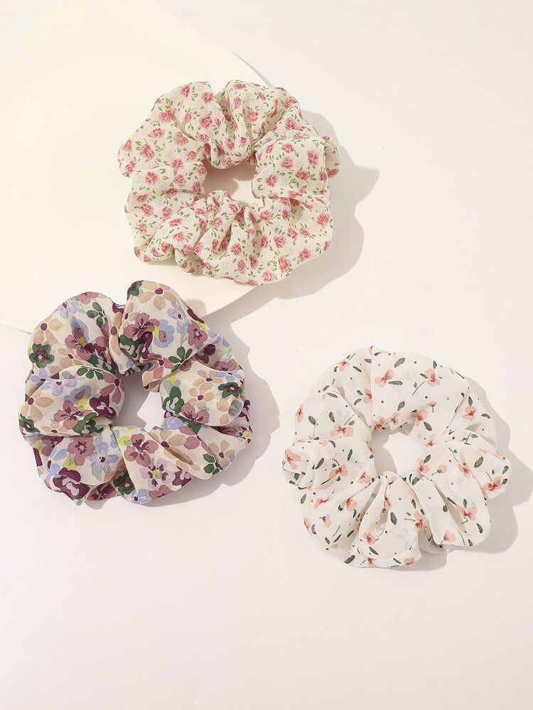 3pcs Ditsy Pattern Scrunchie | SHEIN