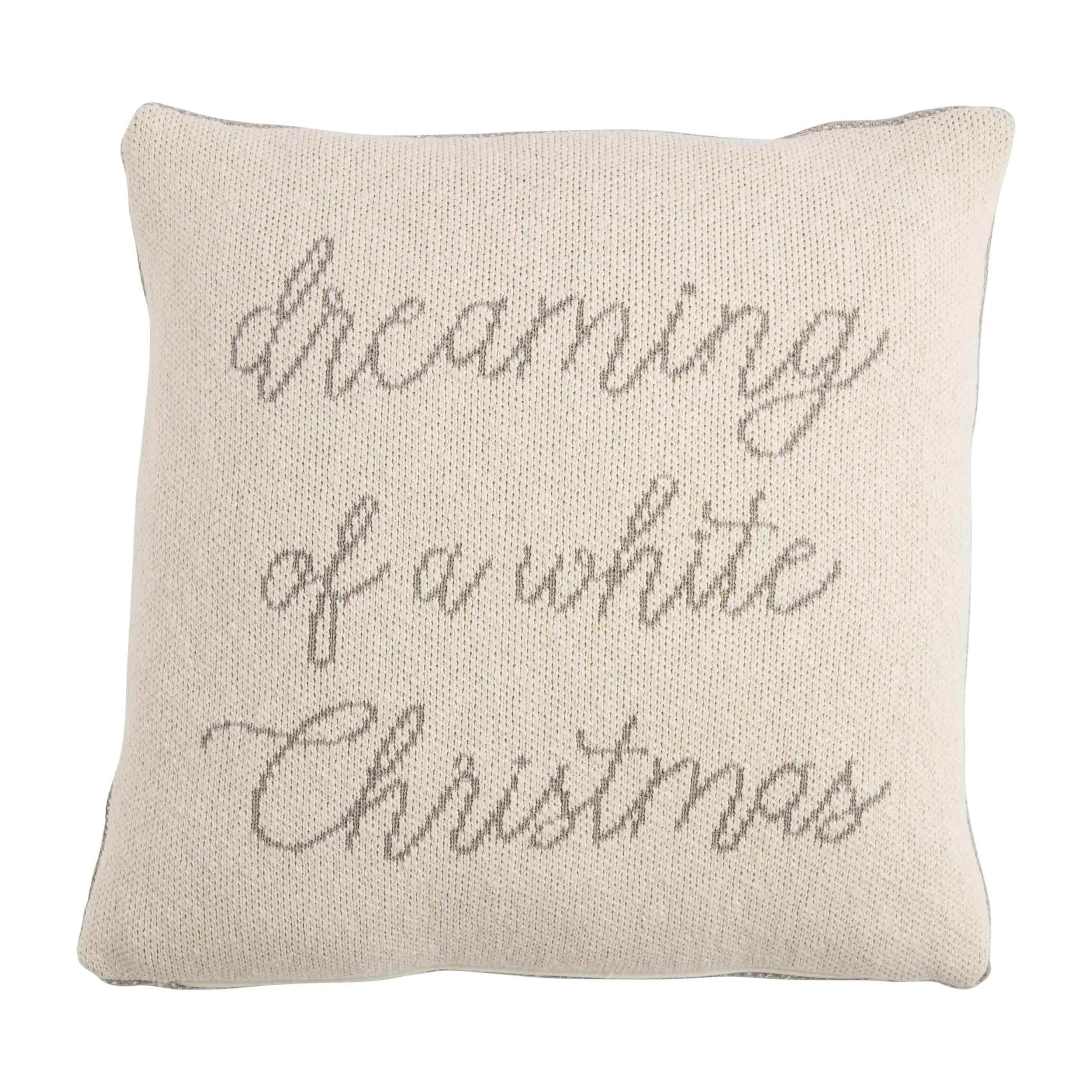 Square white christmas reversible pillow | Mud Pie (US)